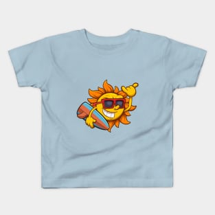 Cool Sun Character With Surf Board Kids T-Shirt